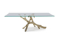 تصميم خاص طاولة زجاج الفولاذ المقاوم للصدأ ، الفولاذ المقاوم للصدأ طاولة الطعام CE المعتمدة المزود